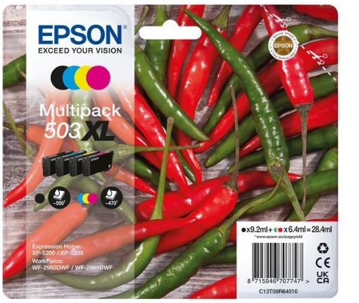 Obrázek EPSON ink bar Multipack "Chilli" 4-colours 503XL Ink, ČB 550, BAR 470 stran