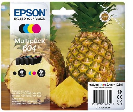 Obrázek EPSON ink bar Multipack "Ananas" 4-colours 604 Ink, ČB 150, BAR 130 stran