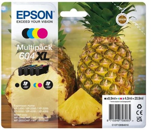 Obrázek EPSON ink bar Multipack "Ananas" 4-colours 604XL Ink, ČB 500, BAR 350 stran