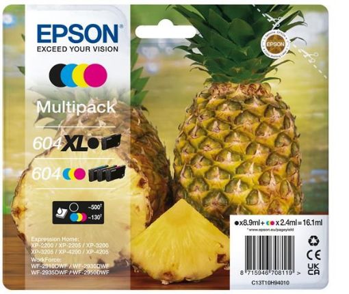 Obrázek EPSON ink bar Multipack "Ananas" 4-colours 604XL Black / 604 CMY Ink, ČB 500, BAR 130 stran