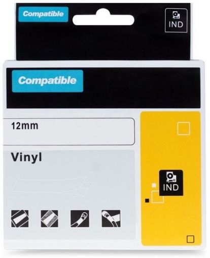 Obrázek Xerox kompatibilní páska s DYMO 8432, 12mm x 5,5m, černý tisk / žlutý podklad, RHINO, vinylová - ALLPRINT