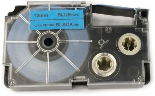 Obrázek Xerox kompatibilní páska s Casio XR-12BU1, 12mm x 8m, černý tisk / modrý podklad - ALLPRINT