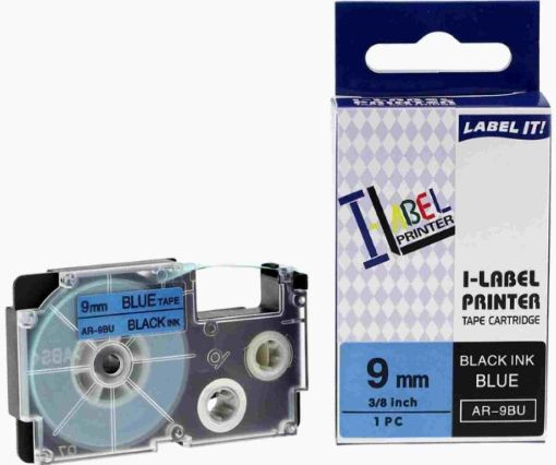 Obrázek Xerox kompatibilní páska s Casio, XR-9BU1, 9mm x 8m, černý tisk / modrý podklad - ALLPRINT