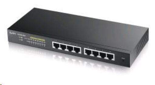 Obrázek Zyxel GS1900-8HP v3 8-port Desktop Gigabit Web Smart PoE switch: 8x Gigabit metal, IPv6, PoE budget 70W, fanless