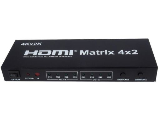 Obrázek PremiumCord HDMI matrix switch 4:2,s audiem, rozlišení 4Kx2K