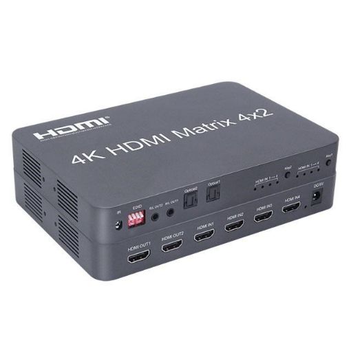 Obrázek PremiumCord HDMI matrix switch 4:2 s audiem, rozlišení 4Kx2K