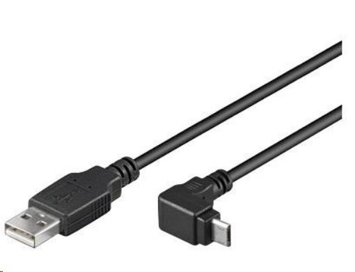 Obrázek PremiumCord Kabel micro USB 2.0, A-B, konektor do úhlu 90° 3m (černý)