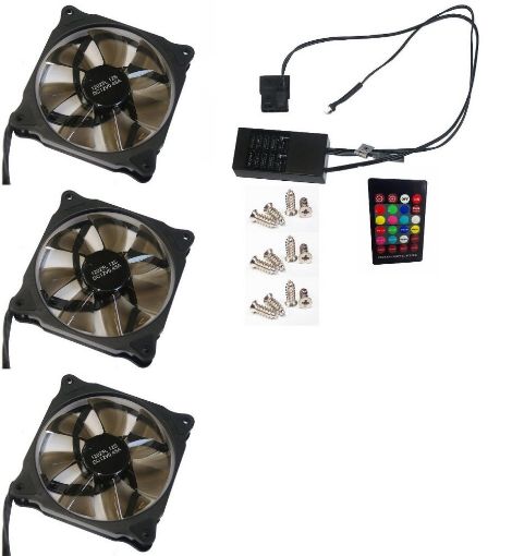 Obrázek EUROCASE ventilátor RGB 120mm (Ring type), set 3ks + controller