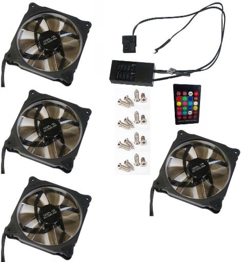 Obrázek EUROCASE ventilátor RGB 120mm (Ring type), set 4ks + controller