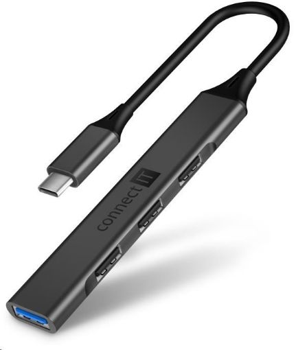 Obrázek CONNECT IT USB-C hub, (1xUSB-A 3.0, 3xUSB-A 2.0), externí, antracitová