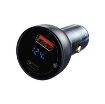 Obrázek Baseus Particular Digital Display duální adaptér do automobilu USB-A QC + USB-C 65W, šedá