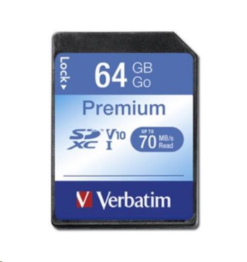 Obrázek VERBATIM SDXC karta 64GB Class 10, UHS-1 (R:70/W:10 MB/s)