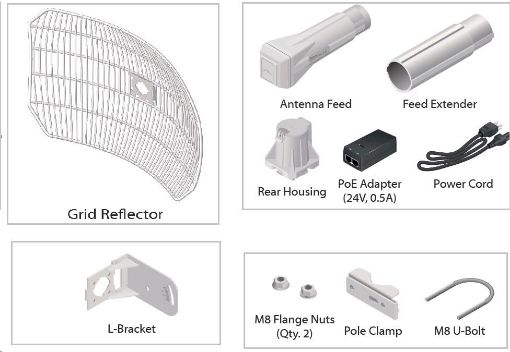 Obrázek UBNT airMAX airGrid M5 AG-HP-5G27, 4-PACK [5GHz, 27dBi anténa, Client/AP/Repeater, 802.11a/n]