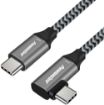 Obrázek PREMIUMCORD Zahnutý kabel USB-C (USB 3.2 Gen 2, 3A, 60W, 20Gbit/s), hliníkové krytky konektorů, 0,5m