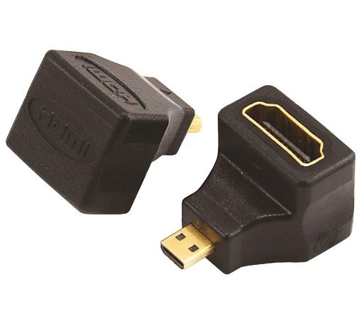 Obrázek PremiumCord adaptér Micro HDMI Male na HDMI Female zahnutý do pravého úhlu 90°