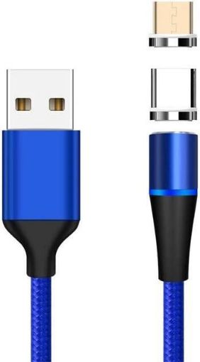 Obrázek PremiumCord Magnetický micro USB a USB-C nabíjecí a datový kabel, 1m, modrá