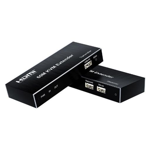 Obrázek PremiumCord HDMI KVM extender s 2xUSB na 60m s audiem přes jeden kabel Cat5/6