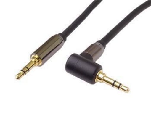 Obrázek PremiumCord HQ stíněný kabel stereo Jack 3.5mm - Jack 3.5mm zahnutý 90°, 3m