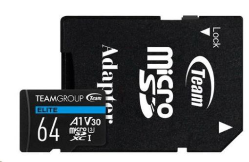 Obrázek TEAM MicroSDXC karta 64GB ELITE A1 V30 UHS-I U3 (100/50 MB/s) + SD adapter