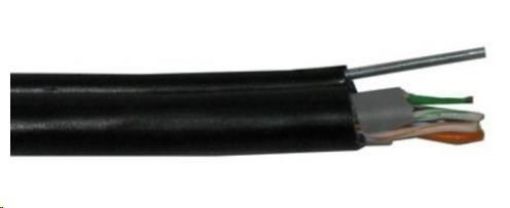 Obrázek FTP kabel PlanetElite s nosným lankem, Cat5E, drát, venkovní PE+PVC, Fca, černý, 305m