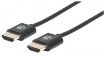 Obrázek MANHATTAN Ultra-thin High Speed HDMI Cable with Ethernet, HEC, ARC, 3D, 4K, HDMI Male to Male, Shielded, Black, 1m