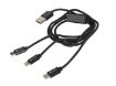 Obrázek Natec vícekonektorový kabel 3v1 USB Micro + Lightning + USB-C, textilní opletení, 1m