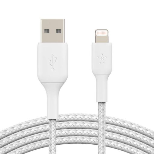 Obrázek BELKIN kabel plétaný USB-A - Lighting, 2m, bílý