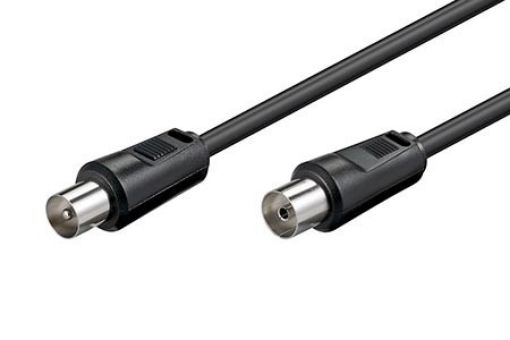 Obrázek Kabel anténní TV, 70dB, 2x stíněný, IEC169-2, M-F, 0,5m, černý