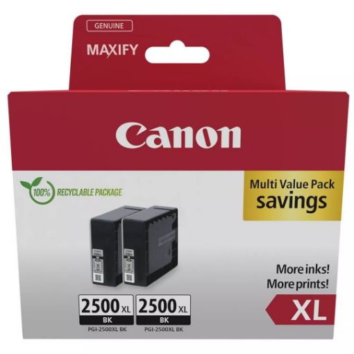 Obrázek Canon CARTRIDGE  PGI-2500XL BK TWIN černá pro Maxify iB4050, iB4150, MB5050, MB515x,  MB5350, MB545x