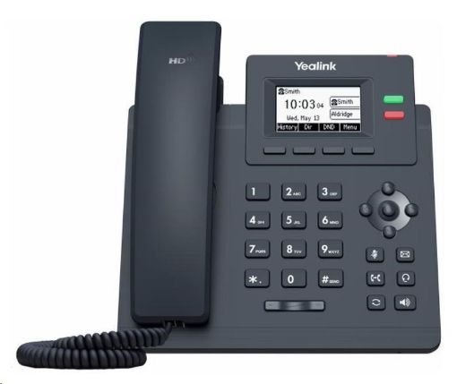 Obrázek Yealink SIP-T31P IP telefon, 2,3" 132x64 grafický, 2x RJ45 10/100, PoE, 2x SIP, s adaptérem