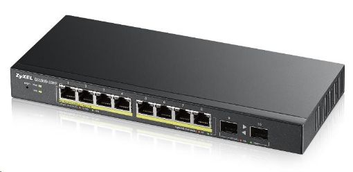 Obrázek Zyxel GS1900-10HP v2 10-port Desktop Gigabit Web Smart PoE Switch, 8x gigabit PoE RJ45, 2x SFP, 70W PoE budget, fanless