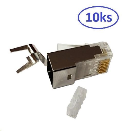 Obrázek Konektor STP RJ45 (8p8c), Cat6A, 50µm, skládaný, drát - 10 ks