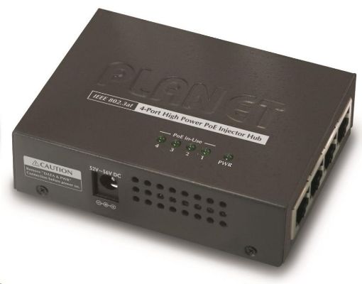 Obrázek Planet HPOE-460 PoE injektor, 4x 10/100/1000, PoE 30W, 802.3at, 120W