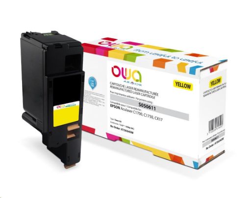 Obrázek OWA Armor toner pro EPSON AL C1700, C1750, CX17, 1400   Stran, C13S050611, žlutá/yellow