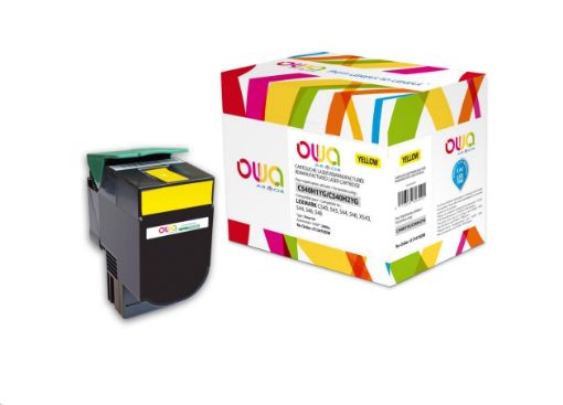 Obrázek OWA Armor toner pro LEXMARK C540, 543, 544, 546, X543, X544, X546, X548, 2000 Stran, C540H1YG, žlutá/yellow