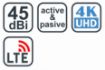 Obrázek EVOLVEO Xany 2A LTE 230/5V, 45dBi aktivní pokojová anténa DVB-T/T2, LTE filtr