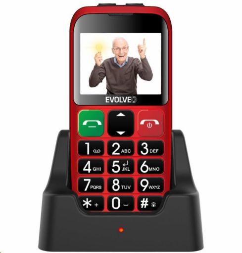 Obrázek EVOLVEO EasyPhone EB, mobilní telefon pro seniory s nabíjecím stojánkem, červená