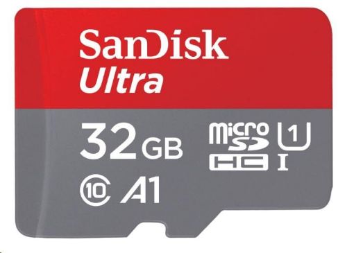 Obrázek SanDisk MicroSDHC karta 32GB Ultra (120MB/s, A1 Class 10 UHS-I, Android - Tablet Packaging, Memory Zone App) + adaptér