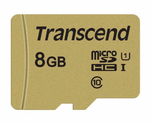 Obrázek TRANSCEND MicroSDHC karta 8GB 500S, UHS-I U1 + adaptér