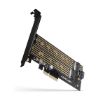 Obrázek AXAGON PCEM2-D, PCIe x4 - M.2 NVMe M-key + SATA B-key slot adaptér, vč. LP