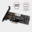 Obrázek AXAGON PCEM2-D, PCIe x4 - M.2 NVMe M-key + SATA B-key slot adaptér, vč. LP