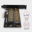 Obrázek AXAGON PCEM2-D, PCIe x4 - M.2 NVMe M-key + SATA B-key slot adaptér, vč. LP