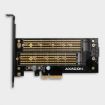 Obrázek AXAGON PCEM2-D, PCIe x4 - M.2 NVMe M-key + SATA B-key slot adaptér, vč. LP