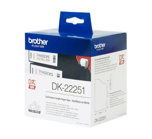 Obrázek BROTHER DK-22251 (papírová role červeno-černá na bílém podkladu) 62mm x 15,24m