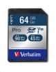 Obrázek VERBATIM SDXC karta 64GB Pro, U3, V30 (R:90/W:45 MB/s)