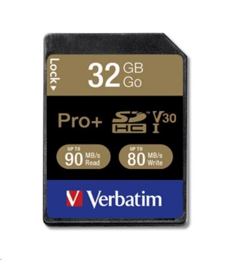 Obrázek VERBATIM SDHC karta 32GB PRO+ Class 10, UHS-1 (R:90/W:80 MB/s)