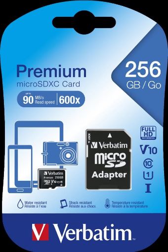 Obrázek VERBATIM MicroSDXC karta 256GB Premium, U1 + adaptér