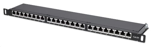 Obrázek Intellinet Patch panel 24 port Cat6A, stíněný FTP, černý, 0.5U