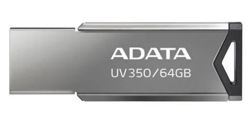 Obrázek ADATA Flash Disk 64GB UV350, USB 3.2 Dash Drive, tmavě stříbrná textura kov