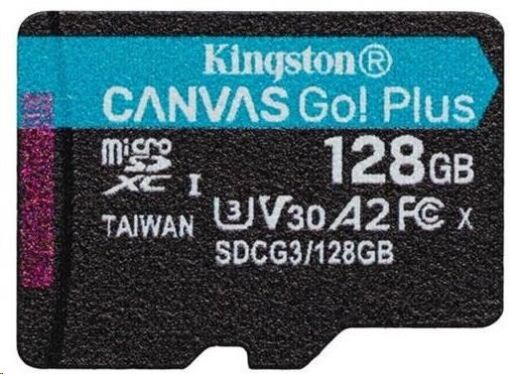 Obrázek Kingston MicroSDXC karta 128GB Canvas Go! Plus, R:170/W:90MB/s, Class 10, UHS-I, U3, V30, A2